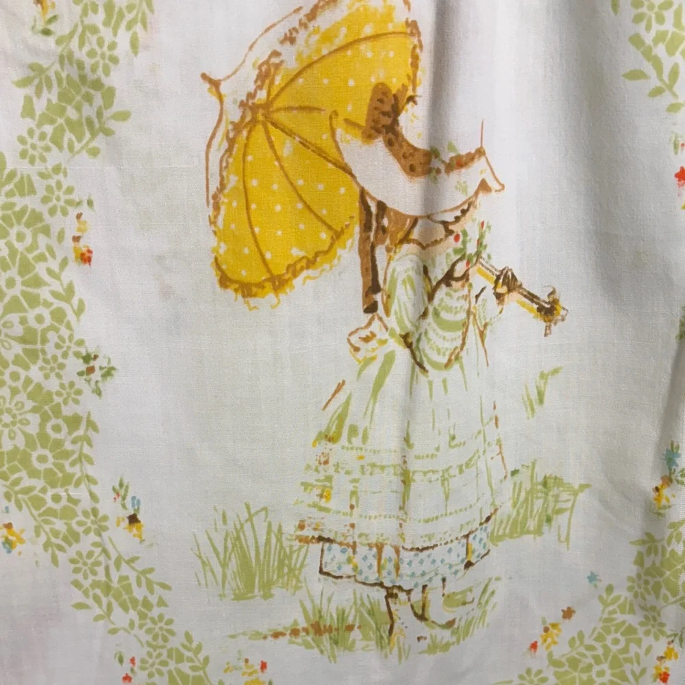 Vintage 1970’s Style Fabric holly hobbie Umbrella Design full flat‎ box T